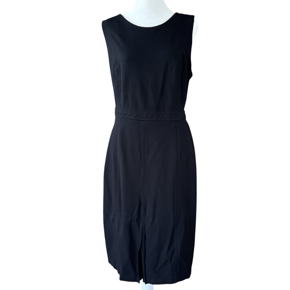 Talbots Black Cocktail Sheath Dress Womens 12 Sleeveless Classic Timeless Office